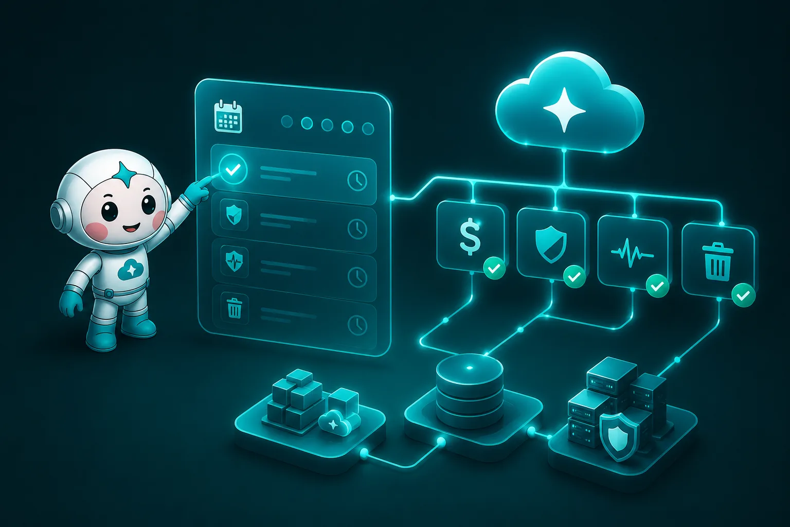 CloudThinker scheduling routine cloud operations — cost sweeps, security scans, and health checks running on autopilot